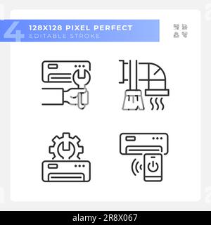 Ac maintenance linear icons set Stock Vector