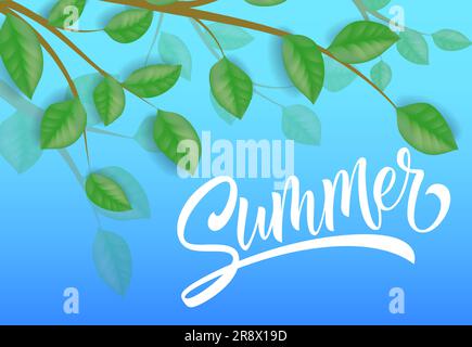 Summer seasonal banner design with tree branches and leaves Stock Vector
