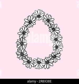 Easter egg with flower wreath Floral decor for card or invite Stock Vector