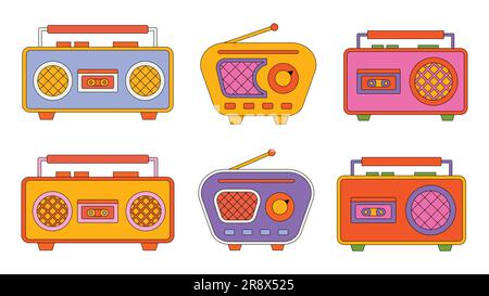 tape recorder 90s music memphis style background Stock Vector Image ...