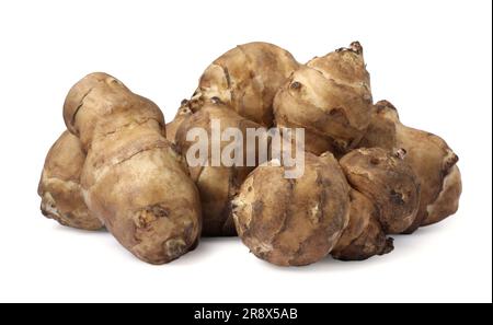 Group of Jerusalem artichokes isolated on white Stock Photo