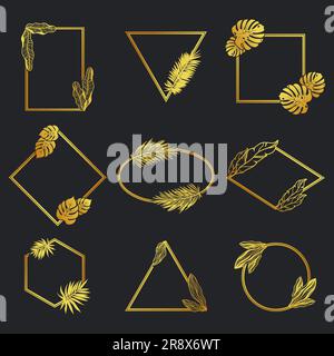 Golden metal frame set Stock Vector