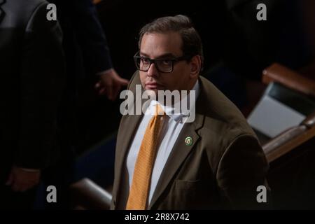 Washington, United States Of America. 22nd June, 2023. United States Representative George Santos (Republican of New York) arrives for Prime Minister of India Narendra Modi's speech to a Joint address to Congress at the US Capitol in Washington, DC, Thursday, June 22, 2023. Credit: Rod Lamkey/CNP/Sipa USA Credit: Sipa USA/Alamy Live News Stock Photo