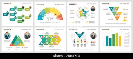 Colorful statistics and logistics infographic charts set Stock Vector