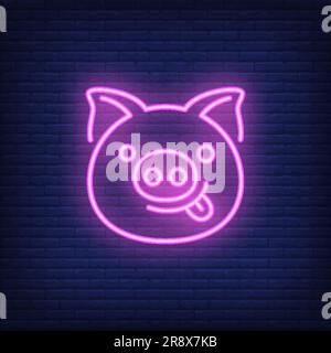 Smiling pink pig cartoon character Stock Vector