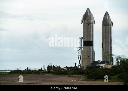 SpaceX Starship SN15 and SN 16 at Starbase, Boca Chica, Texas Stock Photo