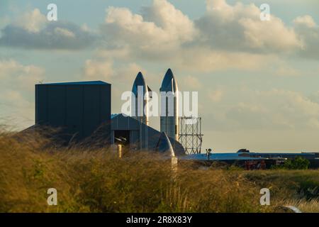 SpaceX Starship SN15 and SN 16 at Starbase, Boca Chica, Texas Stock Photo