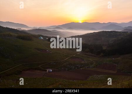 Akiyoshidai in the morning Stock Photo