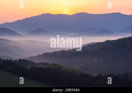 Akiyoshidai in the morning Stock Photo