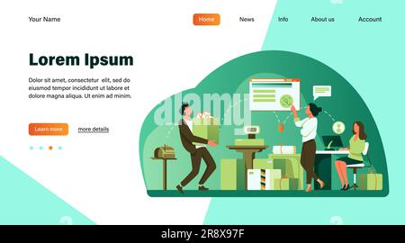 People working at post office flat vector illustration Stock Vector