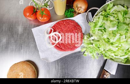 Preparing Hamburger Patty Stock Photo