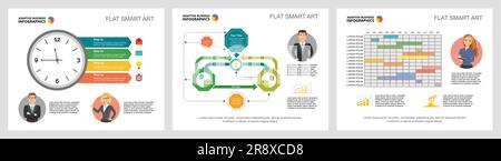 Colorful management or planning concept infographic charts set Stock Vector