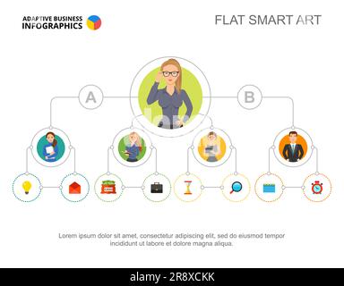 Businesspeople flow chart template for presentation Stock Vector