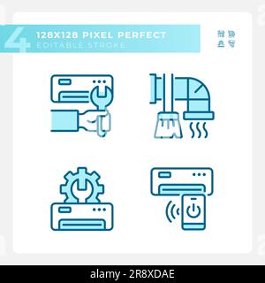 Ac maintenance light blue icons Stock Vector