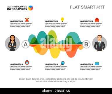 Six issues process chart template for presentation Stock Vector