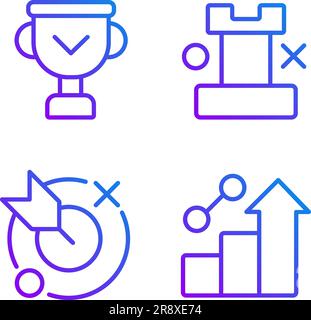Business success pixel perfect gradient linear vector icons set Stock Vector