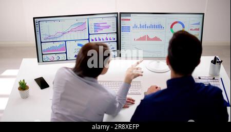 Data Analyst Using Data Analytics KPI Dashboard Stock Photo