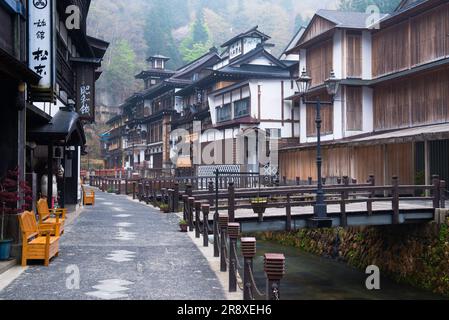 Ginzan Onsen hot spring Stock Photo