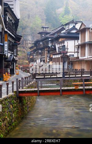 Ginzan Onsen hot spring Stock Photo