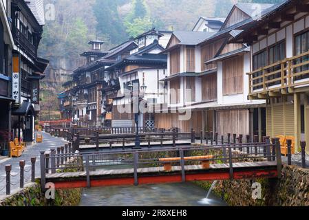 Ginzan Onsen hot spring Stock Photo