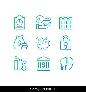 Corporate management pixel perfect gradient linear vector icons set Stock Vector