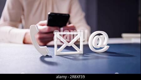 Contact Us Email Marketing And Social Media Post Stock Photo