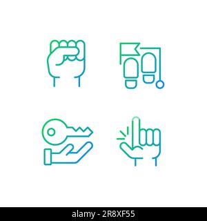 Goal setting pixel perfect gradient linear vector icons set Stock Vector