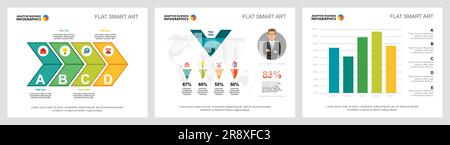 Colorful statistics and logistics infographic charts set Stock Vector