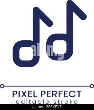 Musical notes pixel perfect linear ui icon Stock Vector