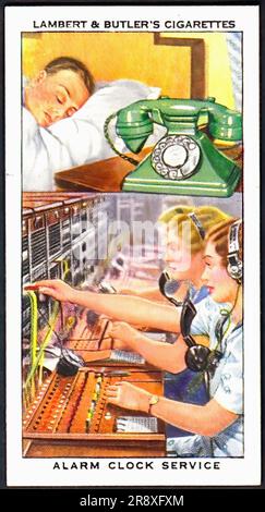 Alarm Clock Service - Vintage Cigarette Card Stock Photo