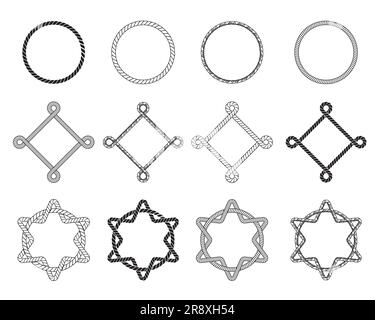 Different rope frames flat icon set Stock Vector