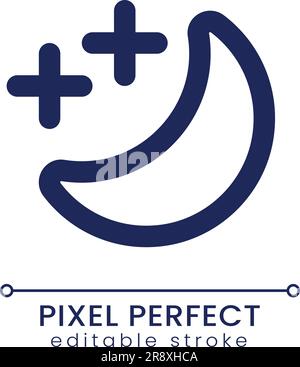 Sleep mode pixel perfect linear ui icon Stock Vector