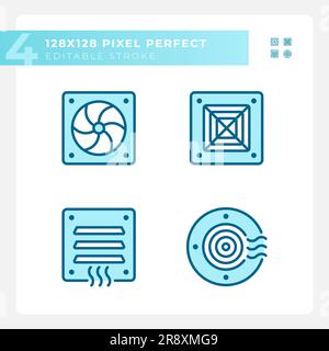 Air system light blue icons Stock Vector