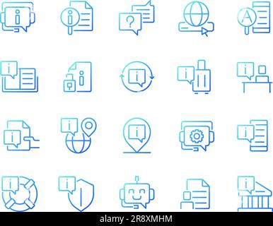 FAQ pixel perfect gradient linear vector icons set Stock Vector