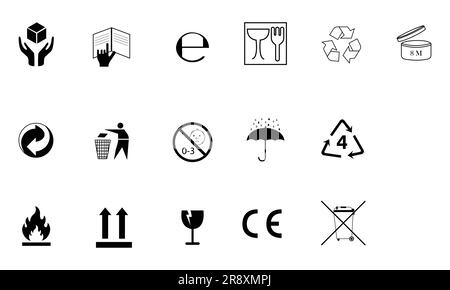 Set of packaging label icons Stock Vector