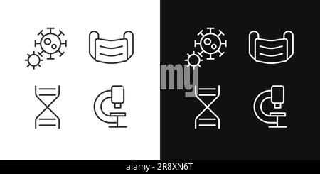 Virus prevention and treatment pixel perfect linear icons set for dark, light mode Stock Vector