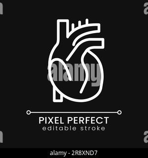 Heart pixel perfect white linear icon for dark theme Stock Vector