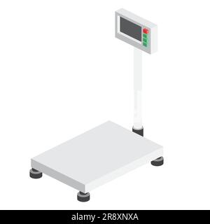 Isometric Scales for Weighing Objects and Goods. Vector Illustration. Object Isolated on White Background. Icon for Web. Stock Vector