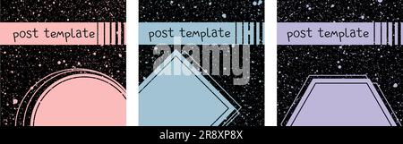 Black square backgroun with color noise in one style. Vector illustration. Stock Vector