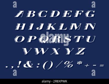 White italic alphabet set for dark theme Stock Vector