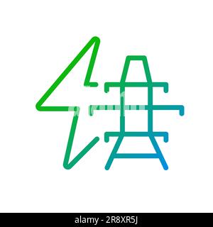 Power transmission line pixel perfect gradient linear vector icon Stock Vector