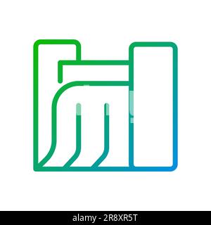 Hydroelectric station pixel perfect gradient linear vector icon Stock Vector