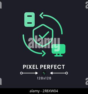 Remote access security green solid gradient desktop icon on black Stock Vector