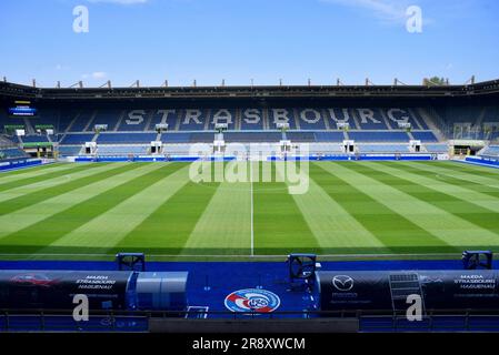 Strasbourg, France. 23rd June, 2023. File photo undated of Meinau Strasbourg  Stadium. - Racing club de Strasbourg Alsace football has been acquired by  BlueCo, the consortium that owns Chelsea FC. On Thursday