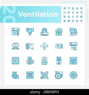 Ventilation light blue icons Stock Vector
