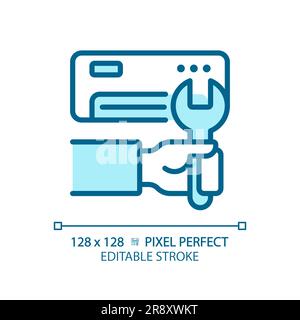 Ac installation light blue icon Stock Vector