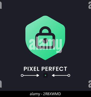 Protection green solid gradient desktop icon on black Stock Vector