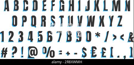 Black and blue bold alphabet set Stock Vector