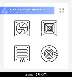 Air system linear icons set Stock Vector