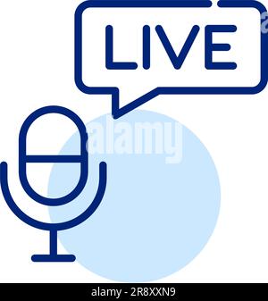 Live radio translation. Broadcasting symbol. Pixel perfect, editable stroke Stock Vector